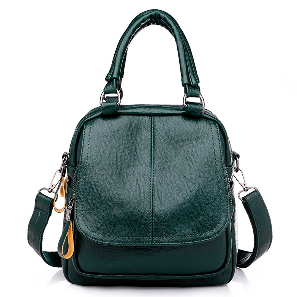 Sac à dos en cuir Style fille Vintage sac d'école petit sac à dos cartable étudiant voyage sac à bandoulière sac à dos Mochila: green