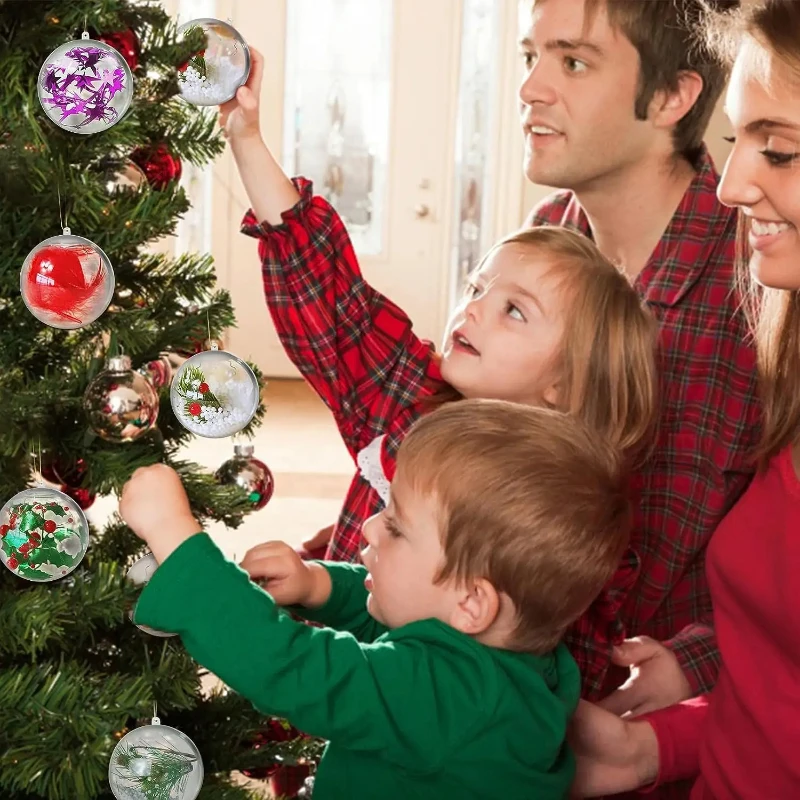 1/24 stücke DIY Kunststoff Ball Befüllbare Transparente Hohl Hängende Ornamente Weihnachten Baum Offene Kugel Kasten Dekor für hochzeit Party