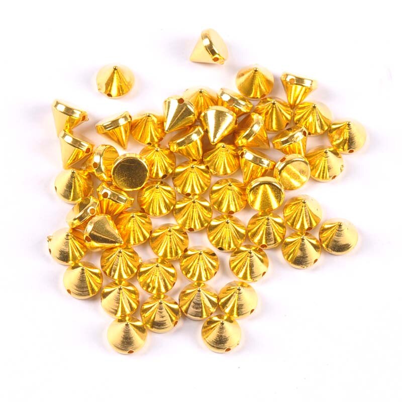 50 st guld/silver sy på spik nit nitar nagel punk rock för väskor klänning kläder pyssel pärla hantverk nitande plagg bröllop 7 x 8mm