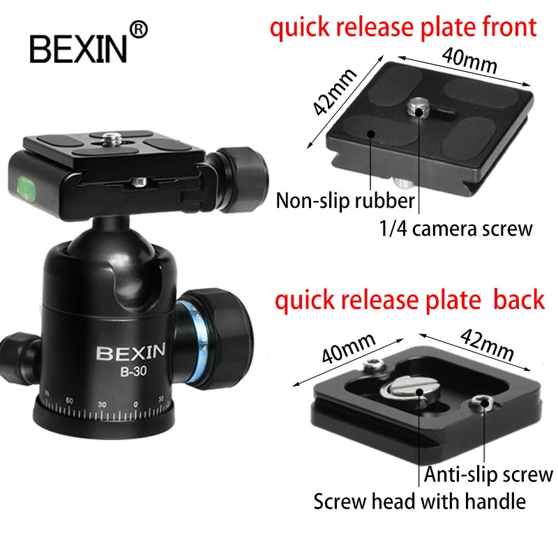 Bexin Panorama Hoofd Statief Ballhead Mini Draagbare Camera Balhoofd Cnc Bewerking Monopod Mount Voor Dslr Camera Met Statief Plaat