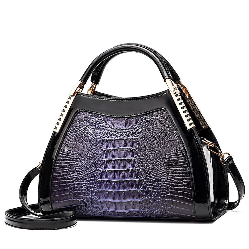 Doudou Women's bag autumn crocodile pattern one shoulder messenger bag Korean version ins simple trend ladies h: Blue.