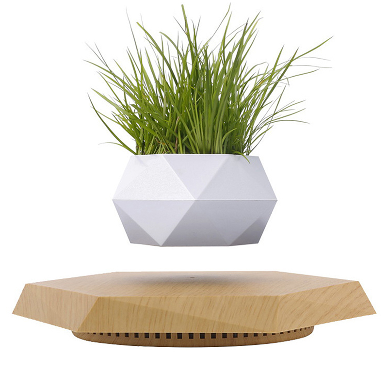 Zwevende lucht bonsaipot rotatie bloempot plantenbakken magnetische ophanging drijvende pot potplanten huis zonder planten: YELLOW