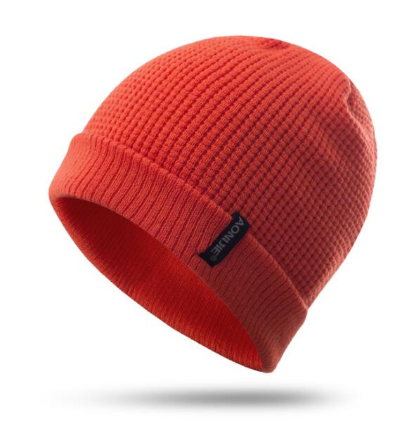 AONIJIE Winter Thermal Sports Slouchy Cuffed Knit Beanie Hat Skull Cap For Running Marathon Travelling Cycling Men Women: M-27 orange