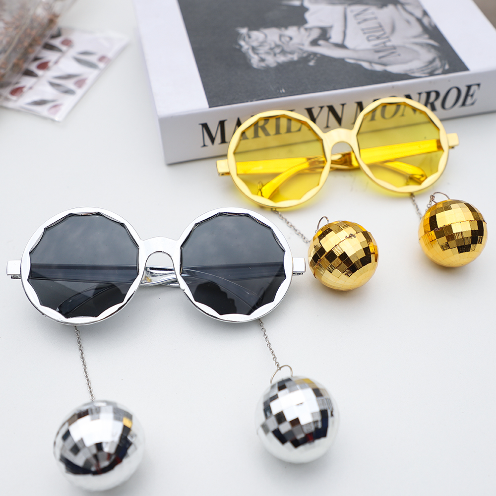 Retro Disco Theme Party Mirror Ball Glasses for 70s 80s Cowgirl Disco Party Decor Birthday Wedding Party Photography Props
