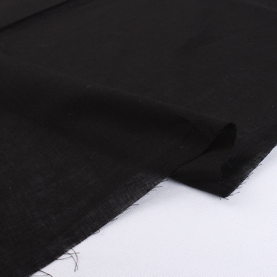 Tela para Forro de algodón puro, suave y delgado, material de color sólido, peso ligero, blanco, negro por yardas: black