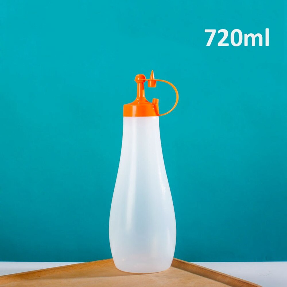250/360/480/720ml bouteille de compression avec bouchon pour Ketchup moutarde Mayo Sauces chaudes huile d'olive Condiment presser bouteille outils de cuisine: 720ml-Orange