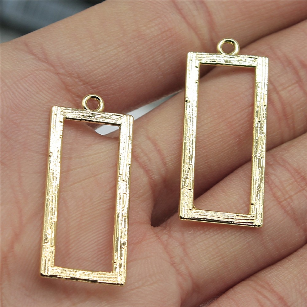 WYSIWYG 5pcs KC Gold Tone 14x34mm Rectangle Charms Pendant For Earring Making DIY Jewelry Findings