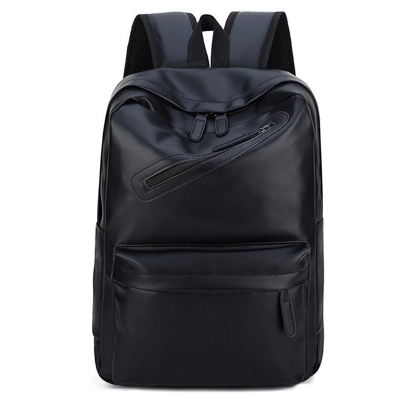 Mochila informal de piel sintética de gran capacidad para hombre, bolsos de hombro escolares de viaje con doble cremallera a la , Mochila pequeña de cuero sintético Vintage: Black