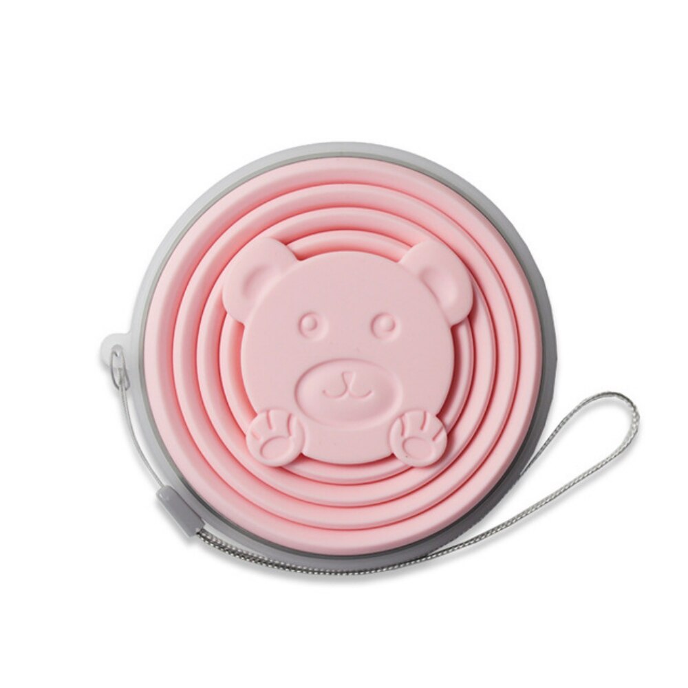 Gobelet pliable rétractable Portable en Silicone de 270ml, avec couvercle de dessin animé, gobelet télescopique pliable, gobelet d&#39;eau de voyage en plein air: E