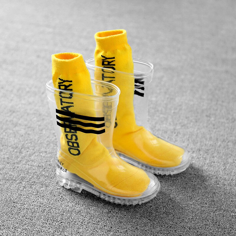 Jungen Mädchen Wasser Schuhe Kinder nicht-Unterhose wasserdicht Schuhe setzen tragen-beständig Fuß Startseite transparent dick Regen Stiefel Gingham: 24