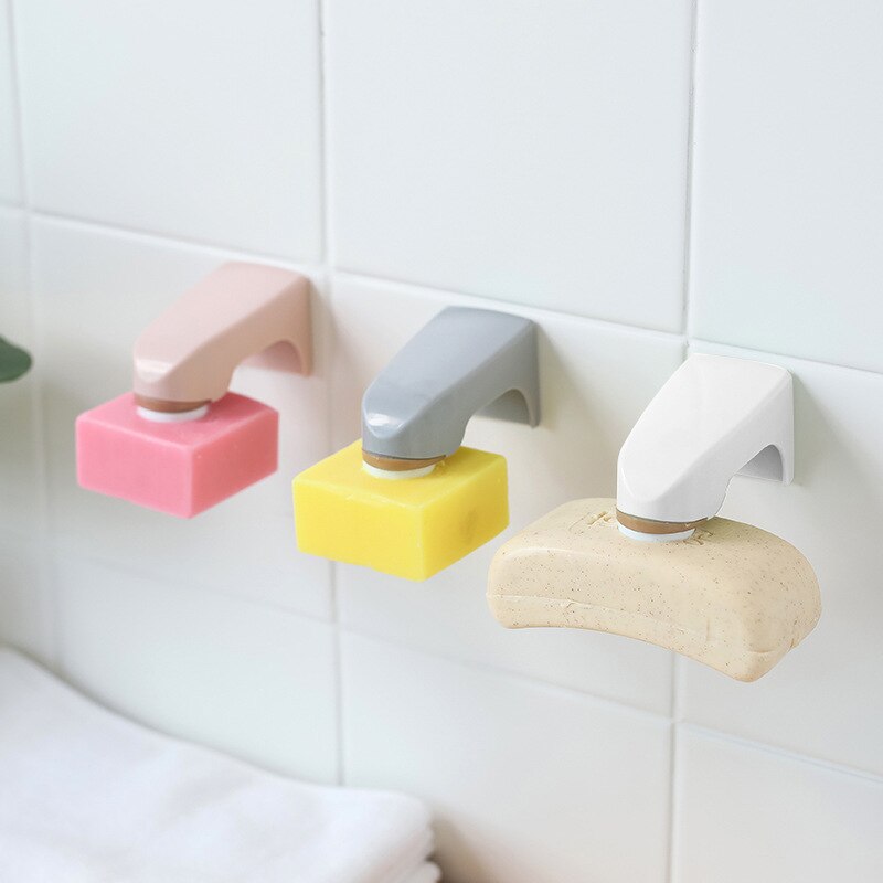 Magnetische Zeephouder Krachtige Zuignap Muur Gemonteerde Zeepkist Badkamer Zeep Hanger Gerechten Keuken Gereedschap: white