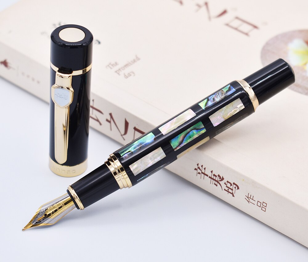 Jinhao Fountain Pen Bright Pearl Green Sea Shell Pattern , Medium Nib Writing Pen Big Size Business Office School Supplies