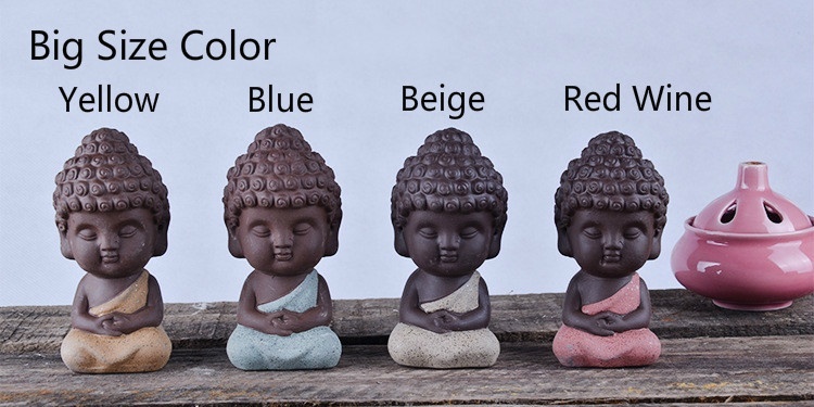 Lille buddha statue munk figur tathagata indien yoga mandala te kæledyr lilla keramik håndværk zakka dekorative keramiske ornamenter