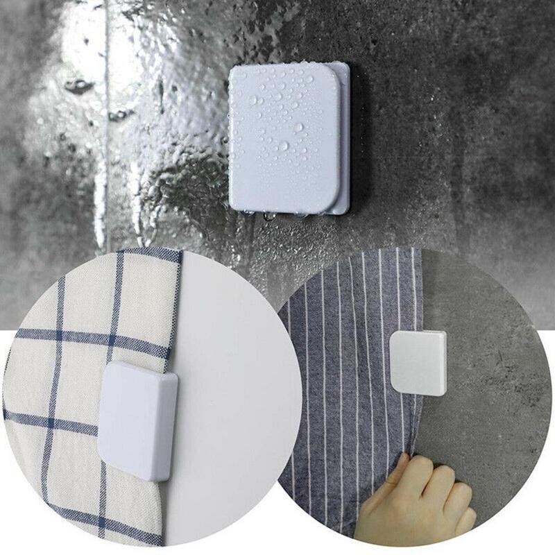 2pcs/set Adhesive Fixation Shower Curtain Clamps U Bathroom Household Shape Clip Fixed A0W8