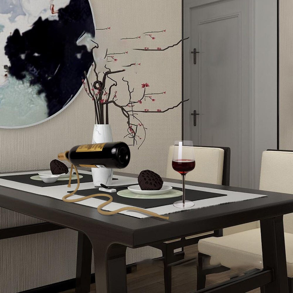 Suspended Rope Wine Rack Serpentine Snake Bracket Wine Bottle Holder Bar Cabinet Display Stand Shelf Home Decor