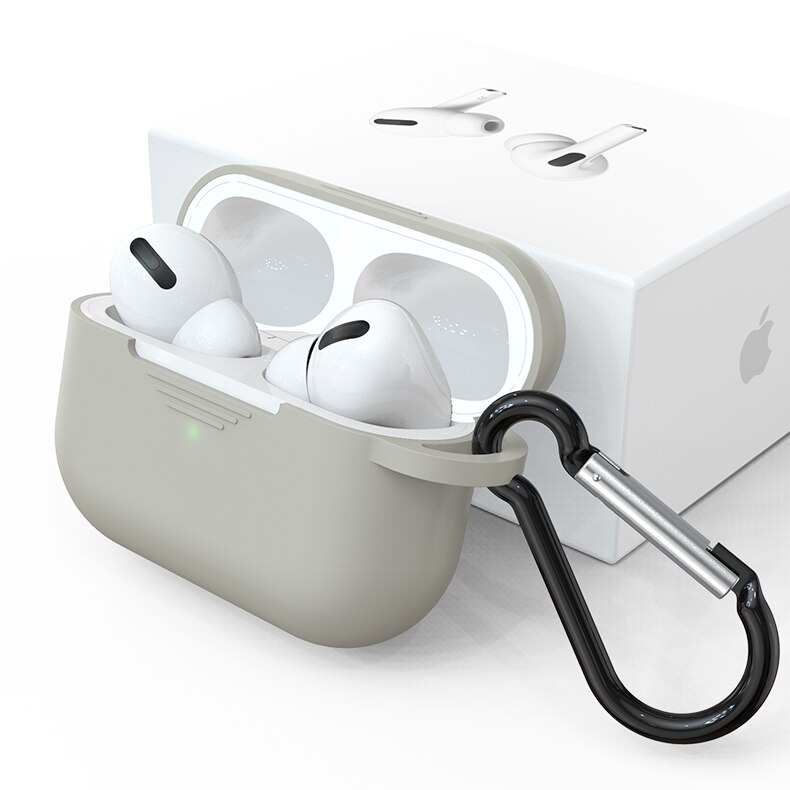 Silica Gel Case For Airports Pro Candy Color Bluetooth Wireless Earphone Cover For Airports Pro Cover Headphone Charging Coque: Light gray