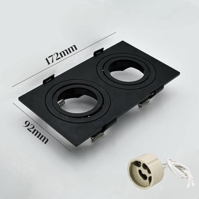 Ingebedde Vierkante LED Halogeen Lampvoet Houder GU10/MR16 Lamp Vervangbare Plastic Beugel Plafond Spotlight Montage Frame Fitting: Donkerblauw / Black