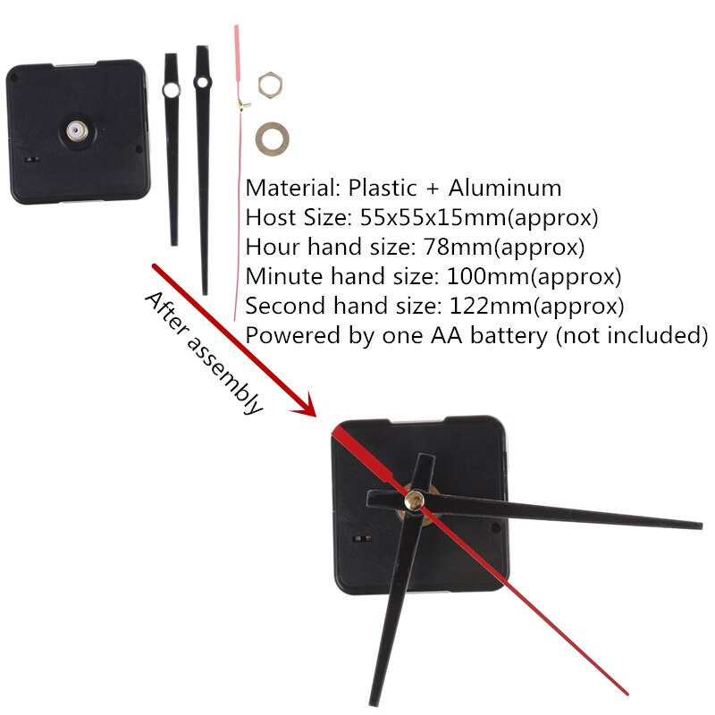 Kwartsklok uurwerkmechanisme wijzers reparatieset set doe-het-zelf gereedschap onderdelen voor het repareren, vervangen of maken van een klok: D