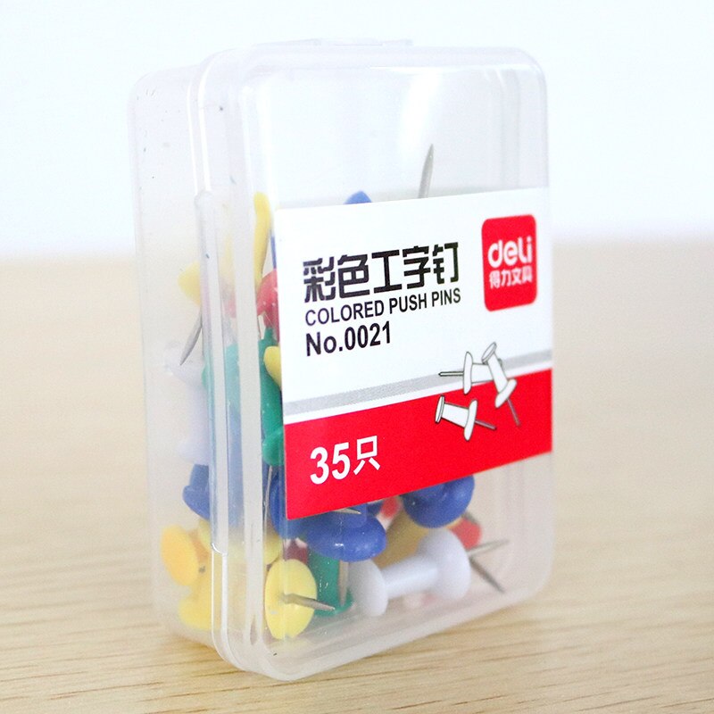 35 Pcs/pack Deli couleur punaises métal pouce punaises carte dessin punaises artisanat bureau accessoires fournitures scolaires papeterie