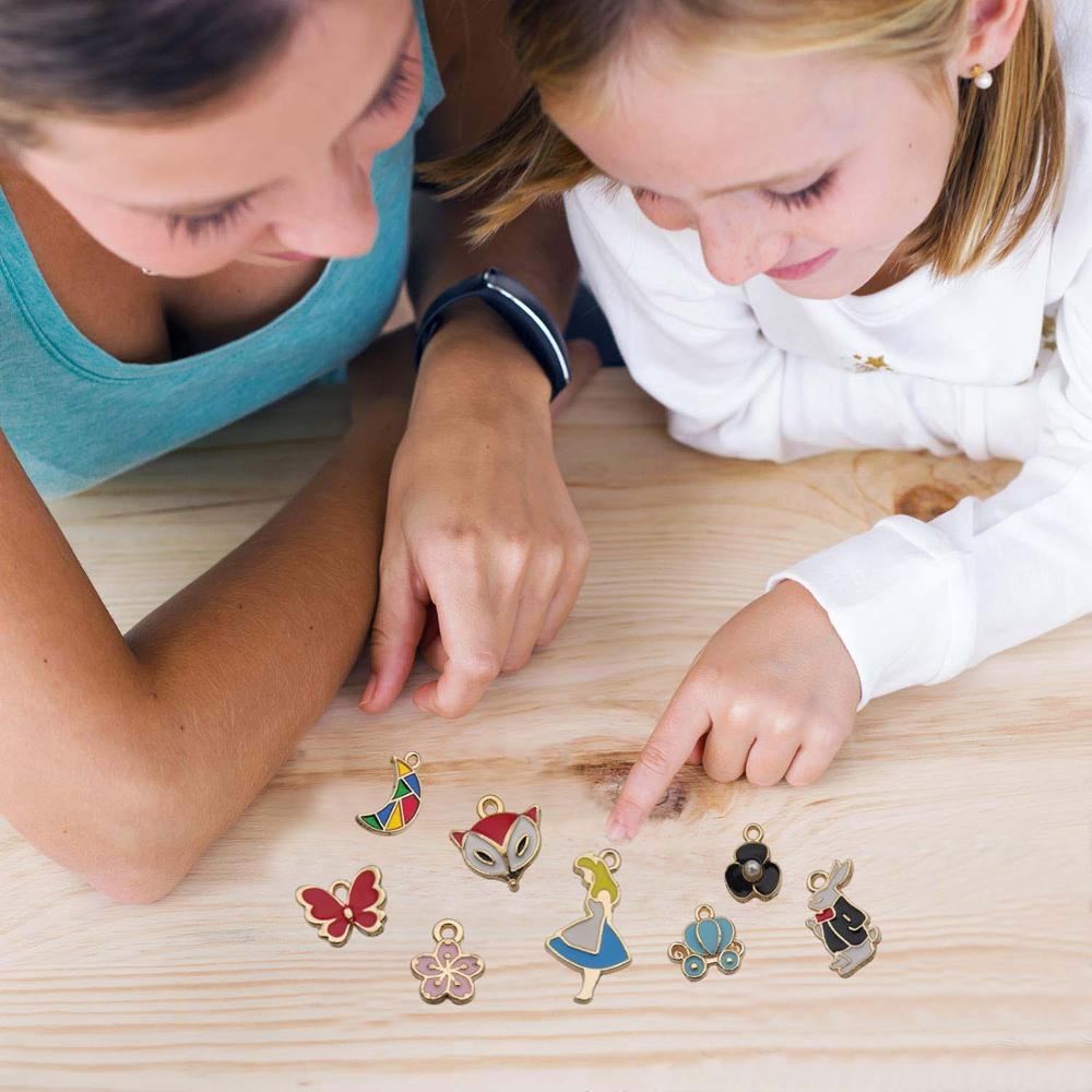 Mix 100PCS Assorted Gold Plated Enamel Animal Plant Fruit Moon Star Charms Pendants for DIY Necklace Bracelet Earrings Making