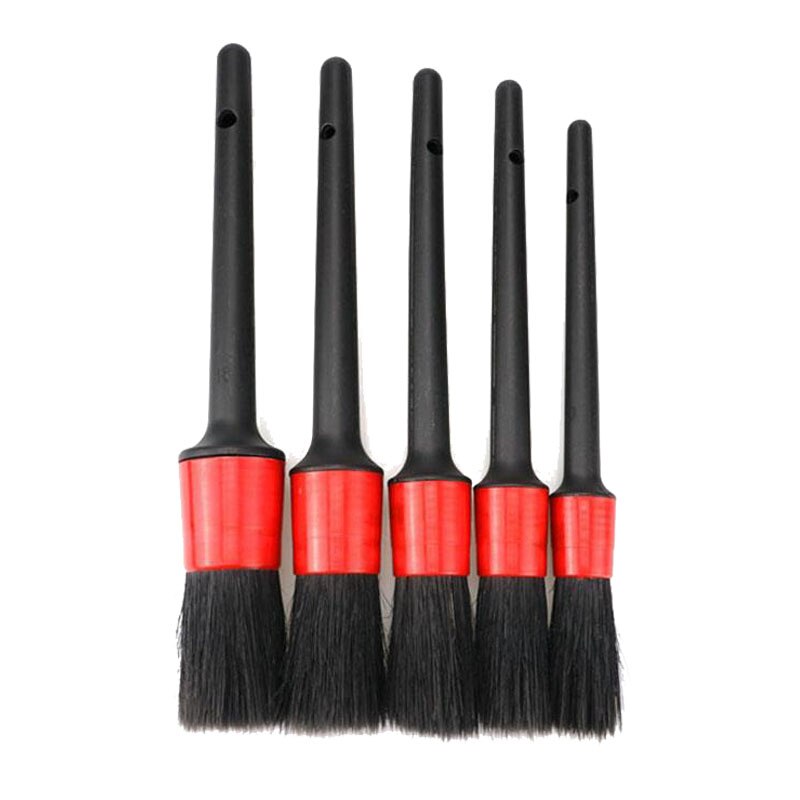 Novel-5Pcs/conjunto natural javali macio escova de limpeza do cabelo lavagem carro fenda assento pendurado detalhando escovas ferramentas limpas: Default Title