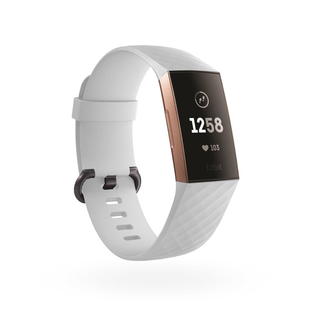 Duurzaam Horloge Band bandjes voor Fitbit Lading 3 riem op Fit Bit Lading 3 Charge3 Pols Siliconen lederen riem Armband accessoires: white / S