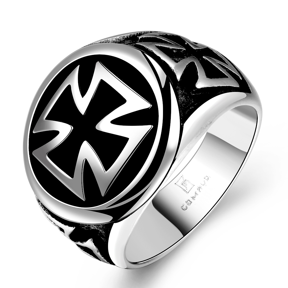 Heren Ringen Mode 316L Rvs Cross Hiphop Rock Punk Ring Voor Mannen Zwart Titanium Vintage Mannelijke Ringen Anel masculino