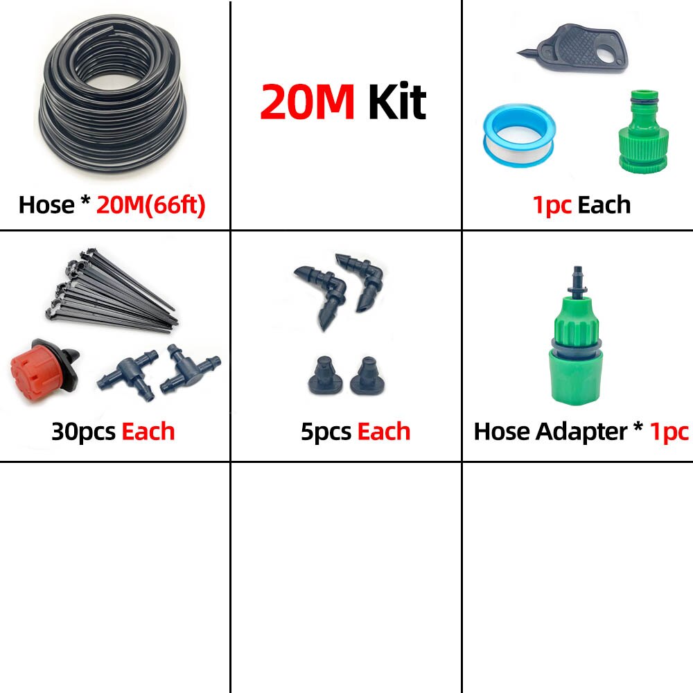 20M Smart Garden Watering Sysytem Automatic Self Drip Irrigation System For Greenhouse Plant Watering Kit Timer: 20M