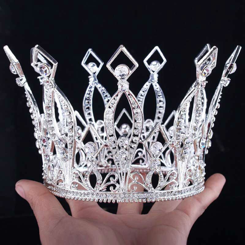 nuovo barocco d'oro Corona re regina cerchio ornamenti per capelli in cristallo compleanno gioielli da sposa accessori per capelli tiara festa LXH