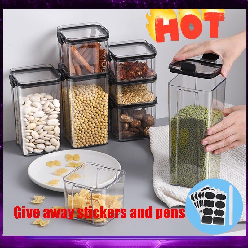 460-1800ml set stackable kitchen sealed cans plastic food storage boxes multigrain cans dried fruit tea storage containers