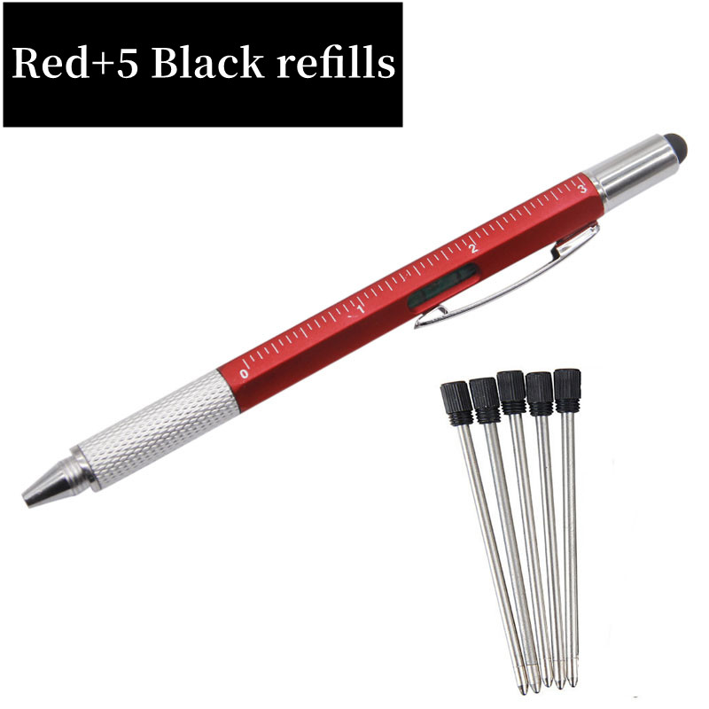 Bolígrafo multifunción 7 en 1, herramienta de mano moderna, regla técnica de medida, destornillador, pantalla táctil, Stylus Spirit Level,: green