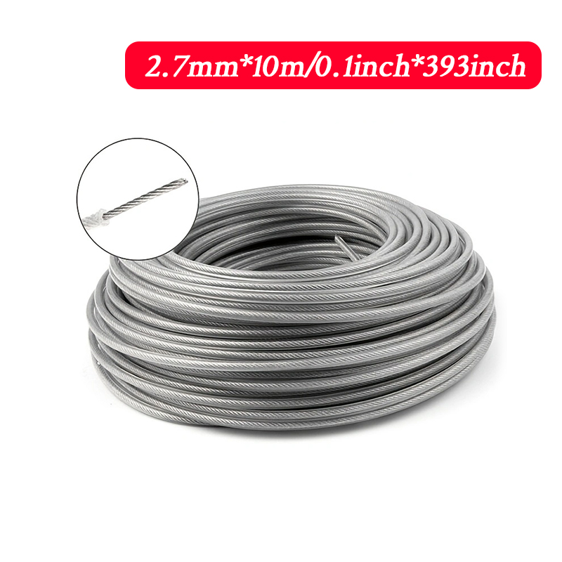 LUSQI 5M/10M/15M Stahldraht Nylon Rasentrimmer Linie Freischneider Trimmer Seil Rasenmäher Kabel Lange Runde Rolle Gras Ersatz: Grey