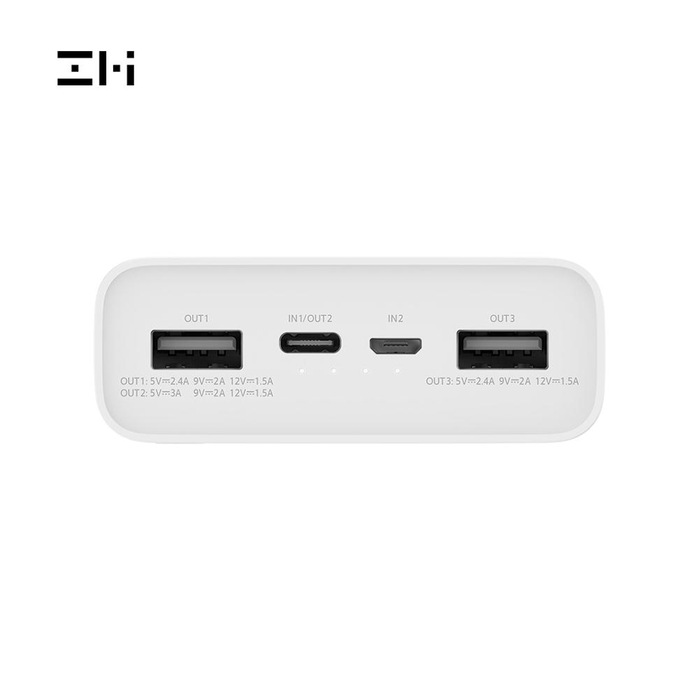 Zmi power bank  qb821a 20000 mah usb-c tovejs hurtigopladning usb c powerbank 18w bærbar oplader til xiaomi huawei iphone samsung