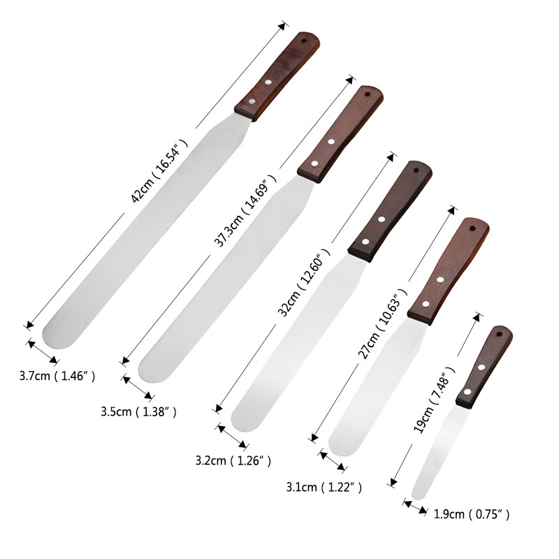 Upspirit Verschillende maten Cake Icing Spatel Rvs Blade Houten Handvat Straight Spatel Voor Batter Taart Boter Huis & Keuken