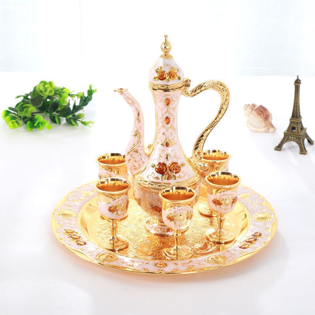 Wijn Set Drank Lade Europese Liquor Wijn Set Collectible Elegante Wijn Fles Plaat Drinkware Home Decor Huwelijkscadeau: Golden Orange