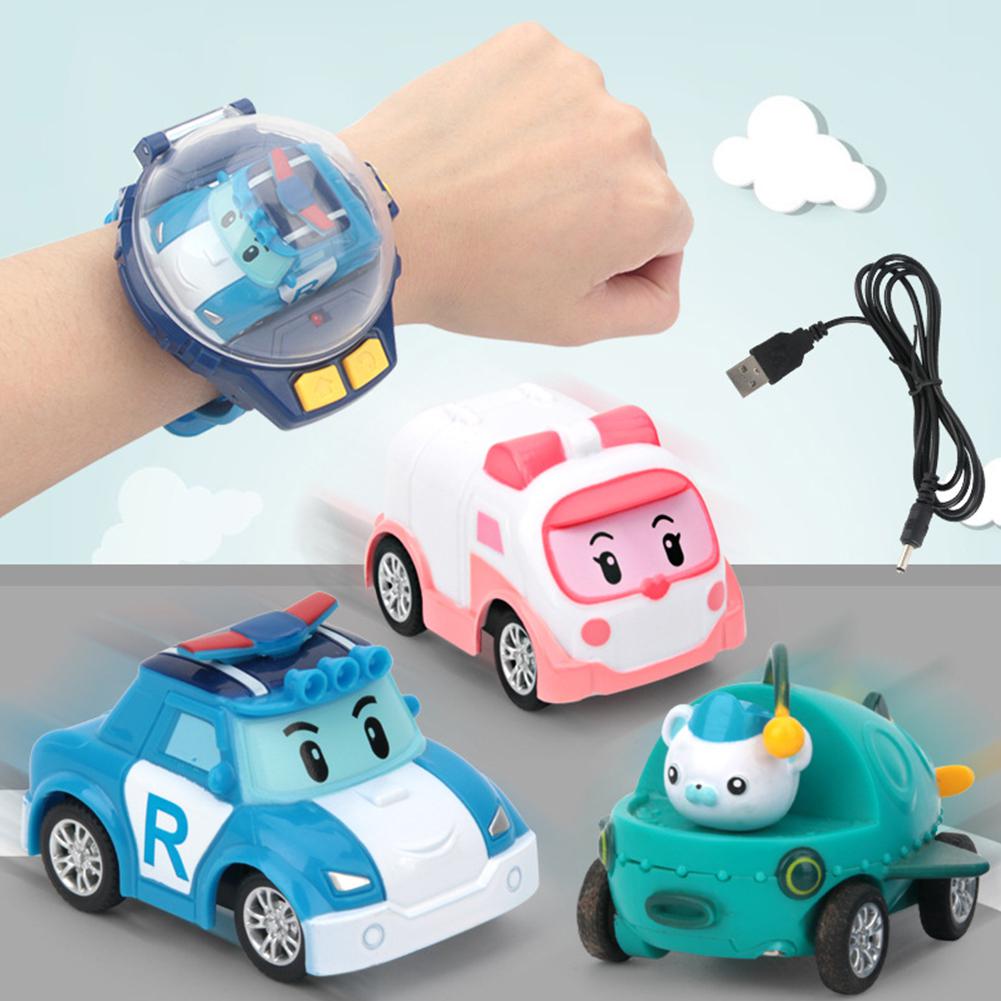 Afstandsbediening Auto Speelgoed Polshorloge Speelgoed Usb Mini Cartoon Voertuigen Speelgoed Cadeau Voor Kinderen