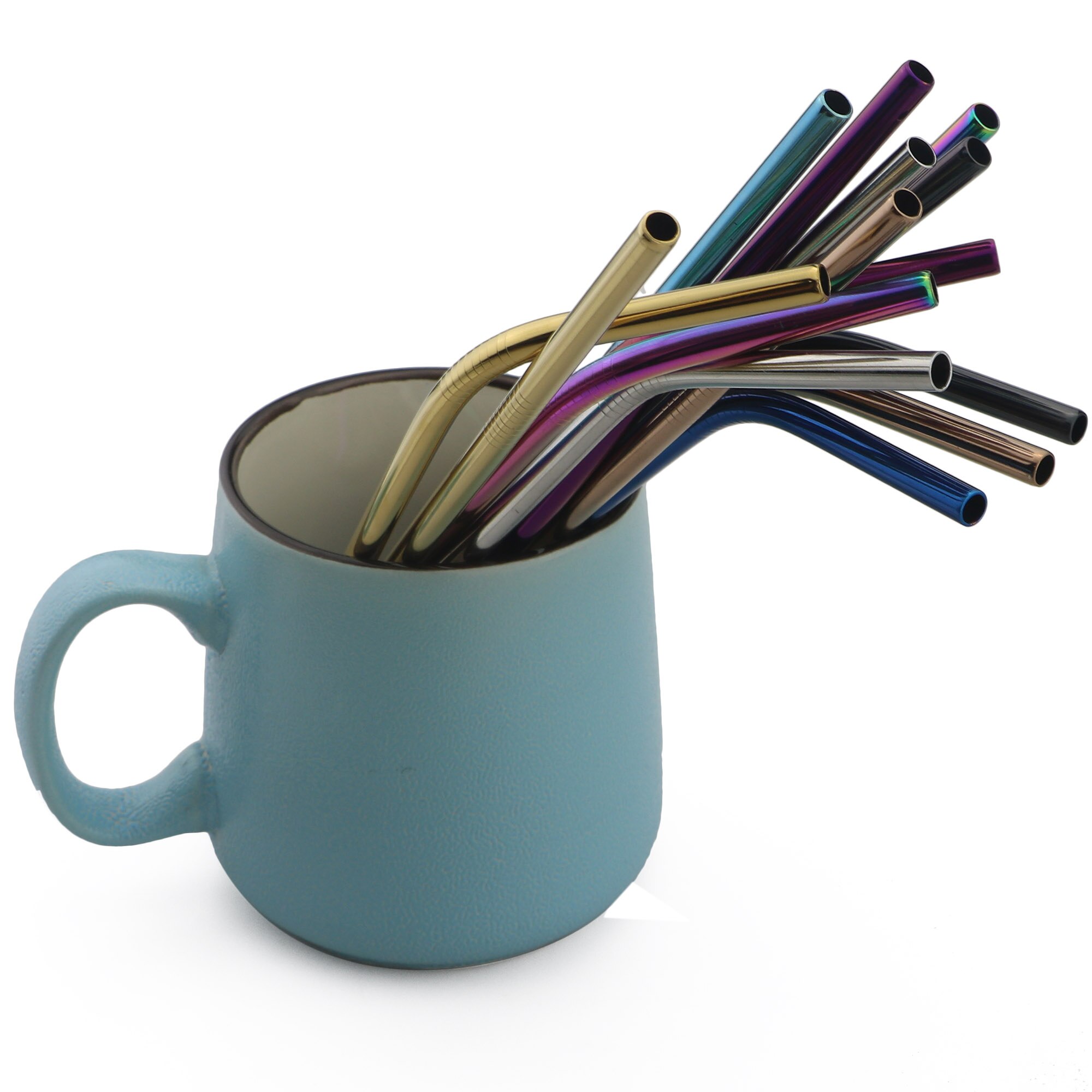 Set van 4/8 herbruikbare metalen rietjes van roestvrij staal, 304 drinkrietjes met milieuvriendelijke roze borstel, rietje voor 20 / 30oz mokken