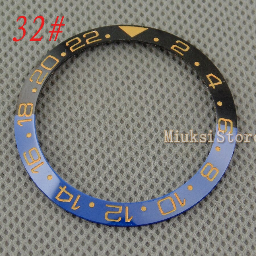 38mm blauw keramische bezel witte wijzerplaat voor mannen horloges