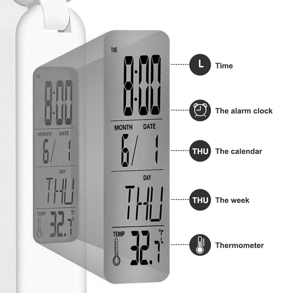Junejour LED Schreibtisch Lampe Faltbare Dimmbare Touch Tisch Lampe mit Kalender Temperatur Wecker tisch Licht nacht lichter