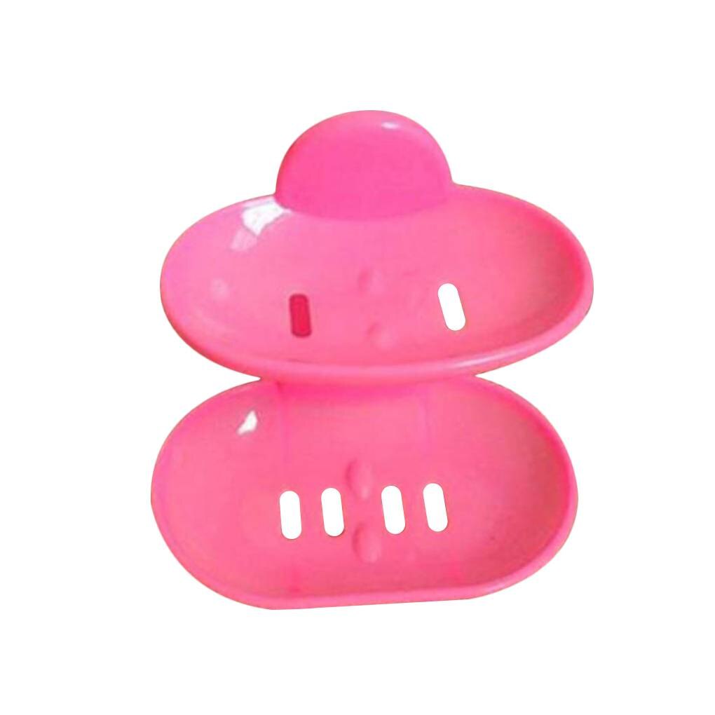 Podwójna mydelniczka mocna przyssawka mydelniczka ścienna piętrowa wanna robić przechowywania wody robić kuchni akcesoria łazienkowe: Różowy