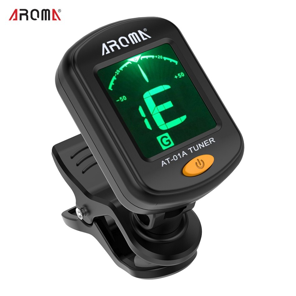 AROMA AT-01A/101 Guitar Tuner Rotatable Clip-on Tuner LCD Display for Chromatic Acoustic Guitar Bass Ukulele Guitar Accessories
