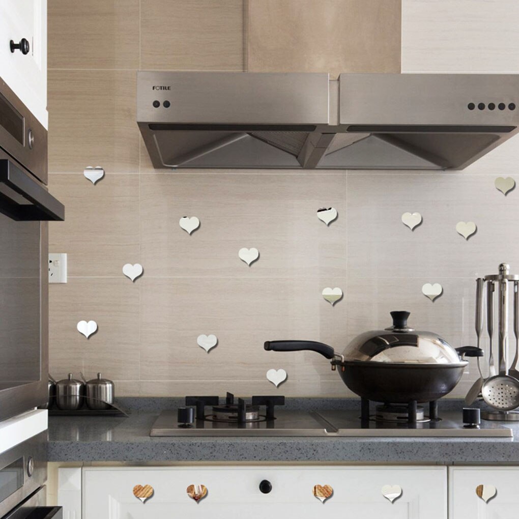 100pcs 2cm Small Heart Sticker Wedding Decor Acrylic Mirror Sticker Kid Room DIY Accessory Party Guest Nursery Home Decor