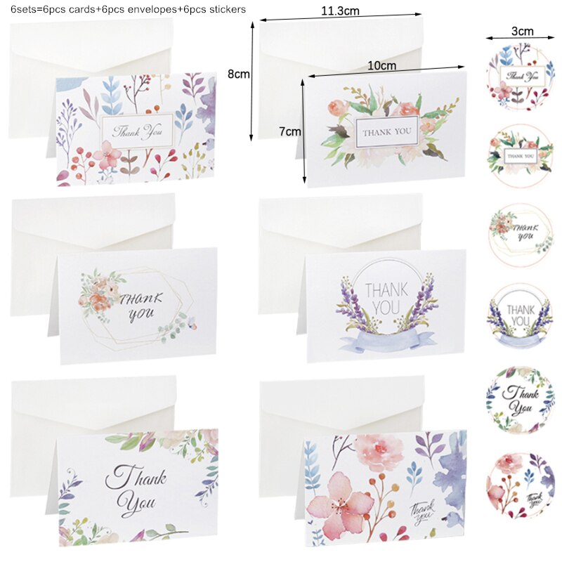 6setzt Blumen- danke Karte Hochzeit Party Einladung Gruß Umschläge Karten DIY leer Innen Klapp Schreibwaren Nachricht Karte: Ursprünglich Titel