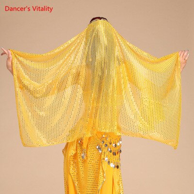 Vêtements de danse indienne Sari, 6 couleurs, écharpe et enveloppement pour la tête, Costume de danse Bollywood, voiles: YELLOW