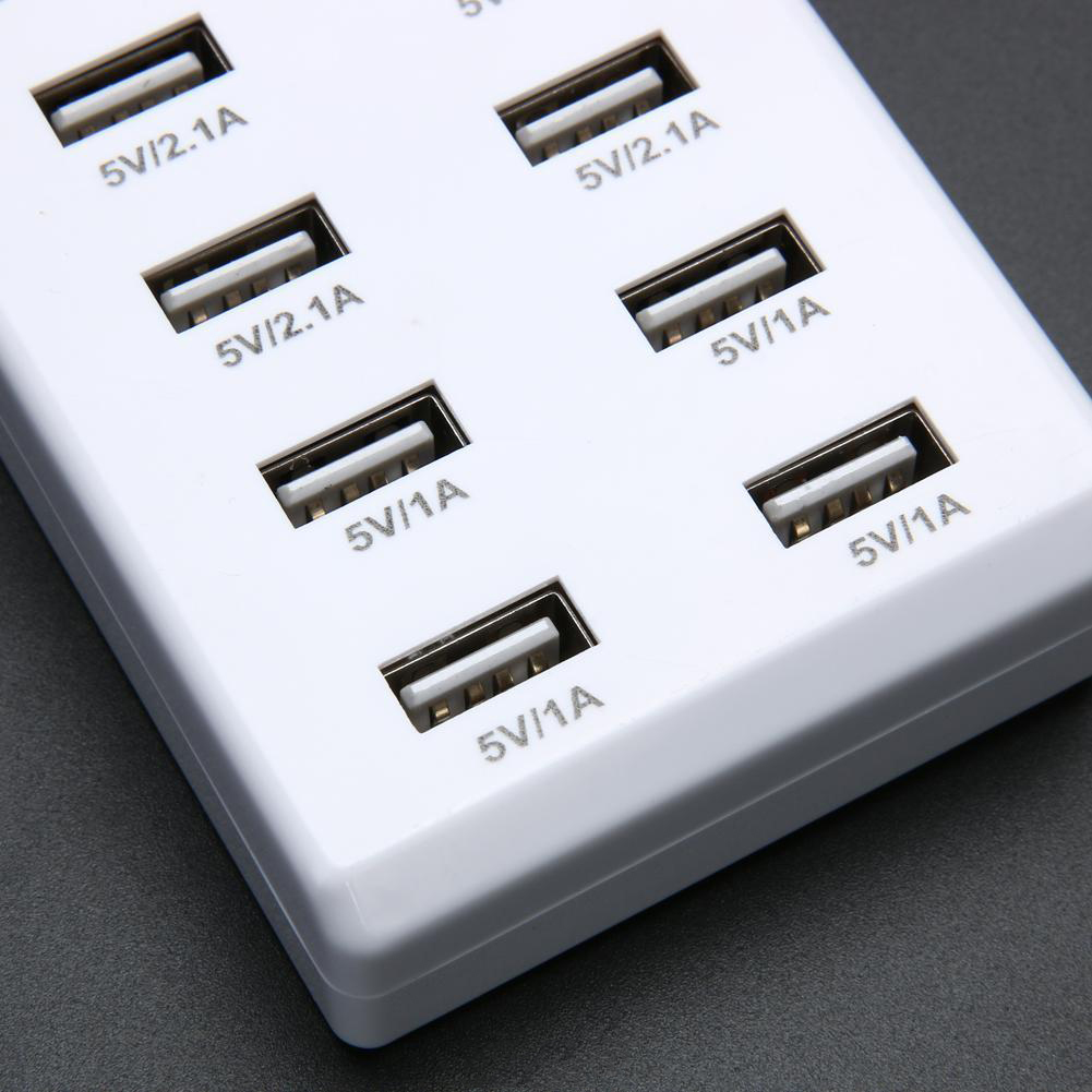 10 Port Fast USB Charging Port Power Strip Adapter Wall Travel Desktop Charger for Mobile Phone Tablet