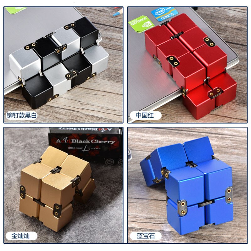 Cubo di infinito in metallo creativo cubo di sollievo dallo Stress infinito in lega di alluminio portatile per bambini regalo per giocattoli antistress per adulti