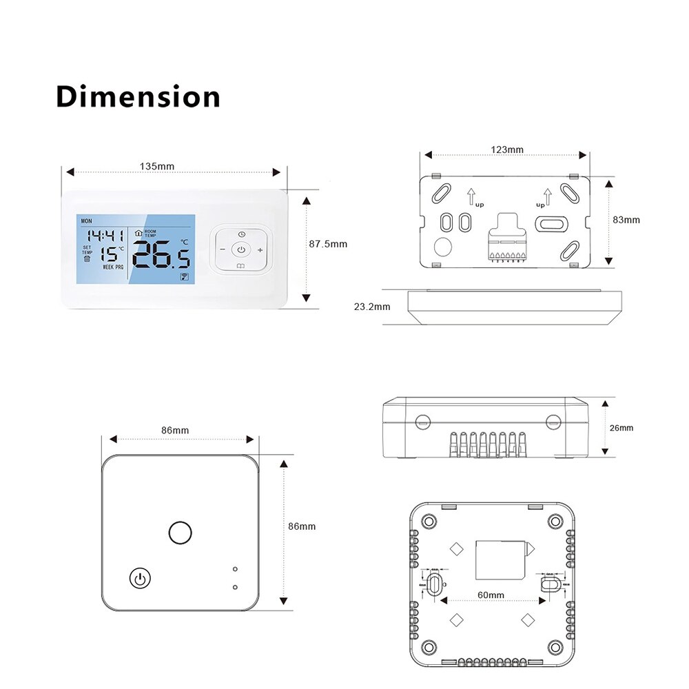Wireless Temperatur Control Mounted Water Heating Temperature Controller Digital Programmable Wifi Heating Thermostat