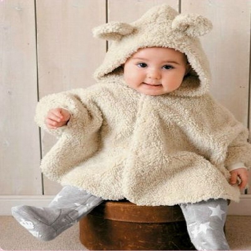 Hooyi Vlies Baby Mäntel Kaninchen Beige Jungen Mäntel Neugeborenen Kap Mädchen Schal Kleinkind Kapuzenjacken Mantel Winter Outfits Kleid Kittel