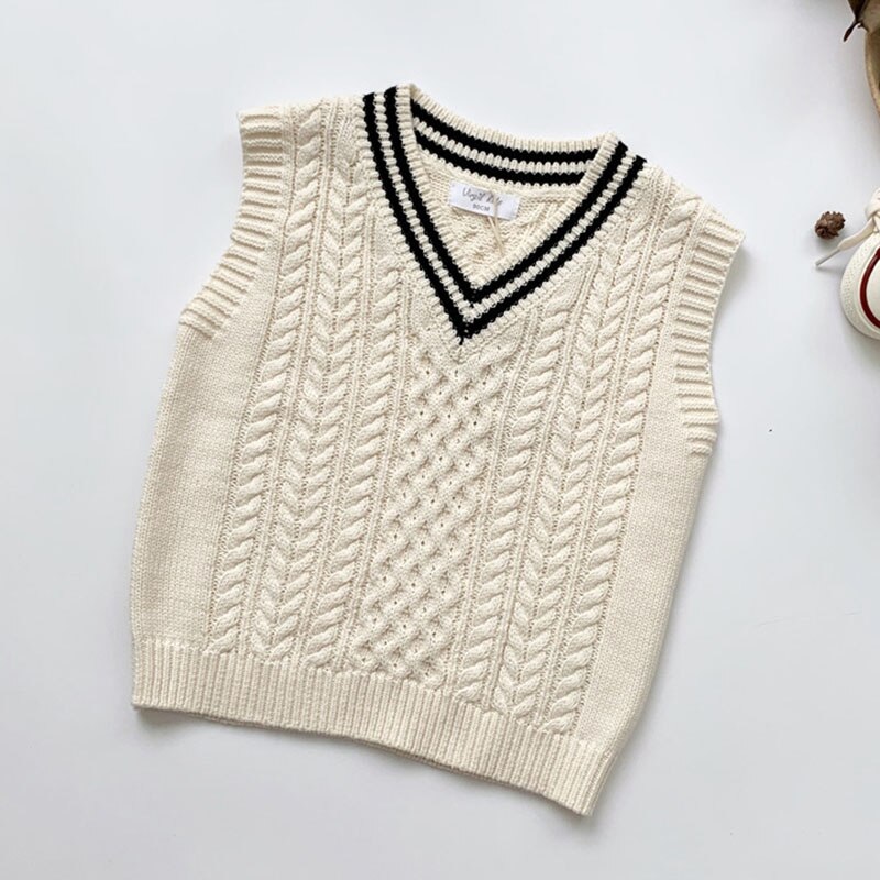 Autumn Children Sleeveless Knit Vest Coat Baby Sweater Knitted Cardigan Casual Kids Vest Jacket