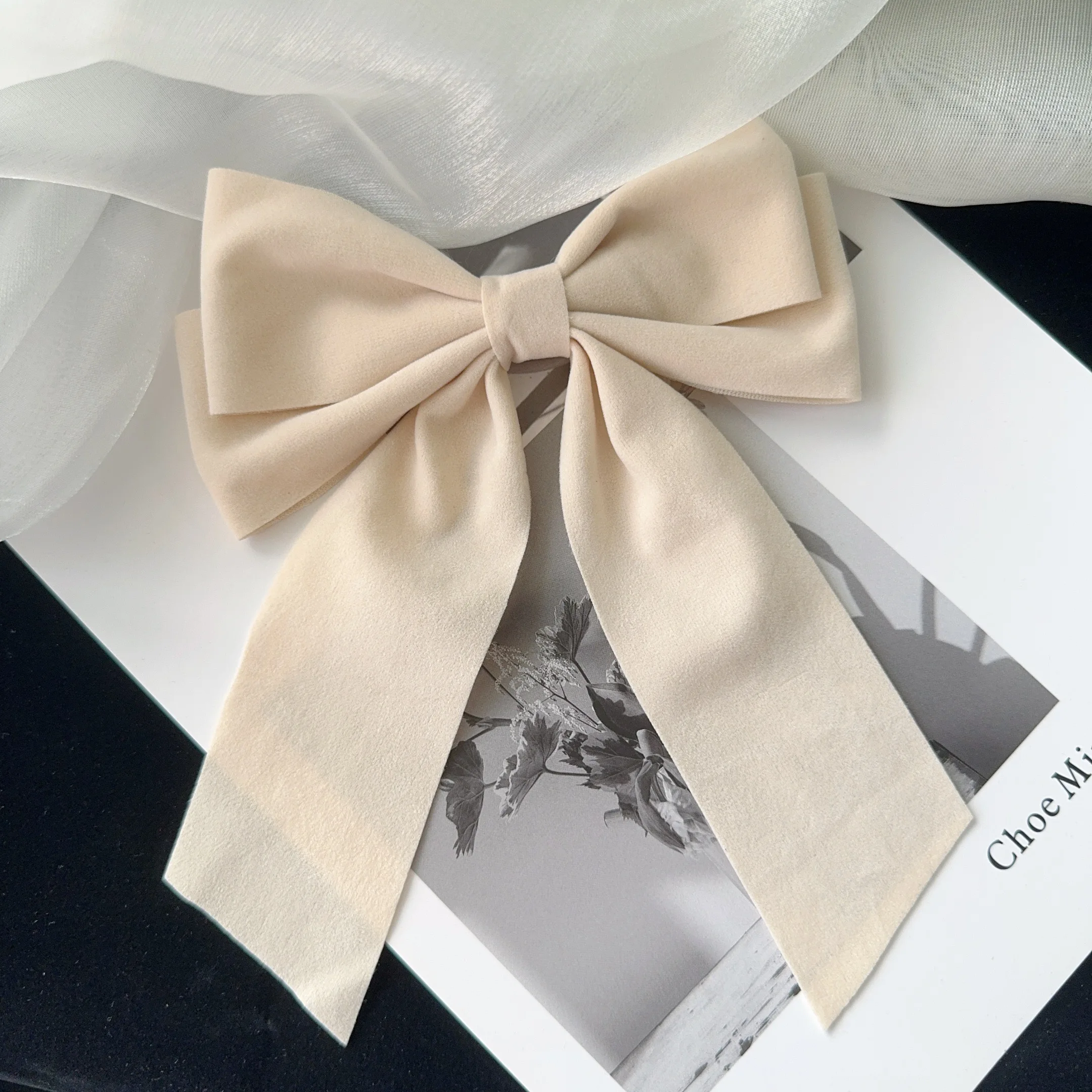 6 estilos de pinzas largas de satén con lazo grande para niñas, pinzas para el pelo para la cabeza trasera, color rojo Internet con el mismo temperamento, accesorios elegantes para el cabello